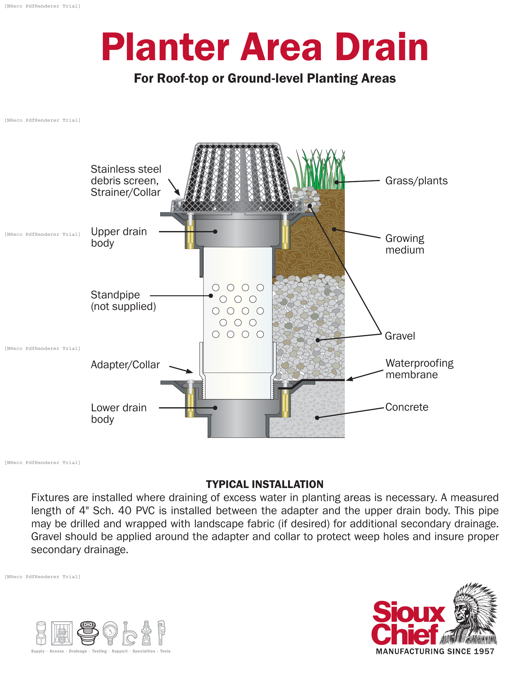 867 SERIES - PLANTER AREA DRAIN - INSTRUCTION SHEET.PDF Technical Document